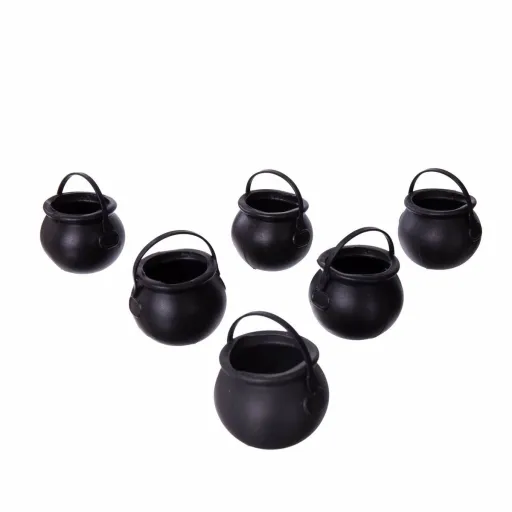 Decoração para Halloween My Other Me Mini Cauldrons Pretos Com Pegas (6 Uds) (5 x 7 x 7 cm)