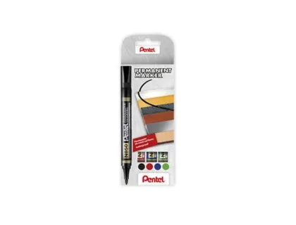 Marcador Pentel N850 Permanente em Blister de 4 Unidades Cores Preto, Vermelho, Azul e Verde