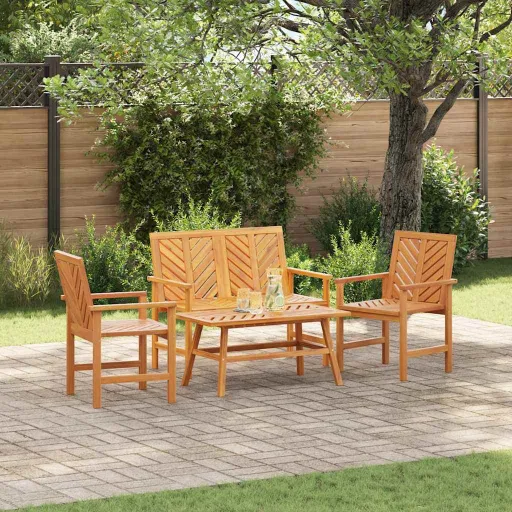 Conjunto de Lounge de Jardim   Castanho (4 pcs)