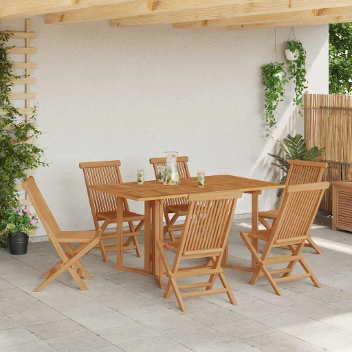 Conjunto de Jantar para Jardim   Castanho (7 pcs)