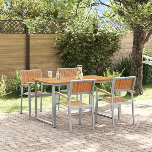 Conjunto de Jantar para Jardim   Cinzeto (5 pcs)