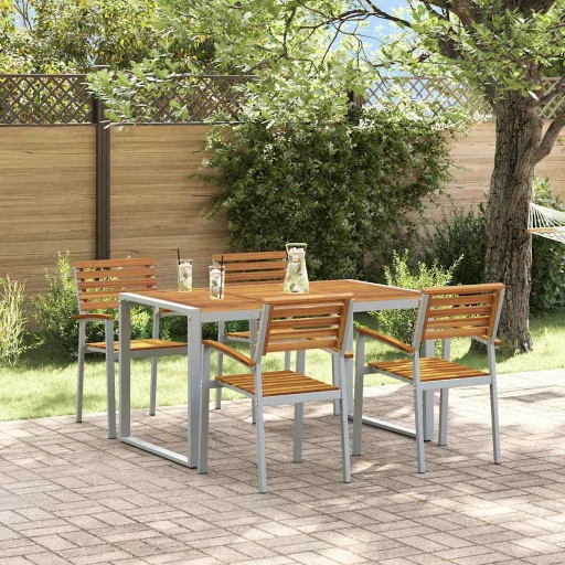 Conjunto de Jantar para Jardim   Cinzeto (5 pcs)