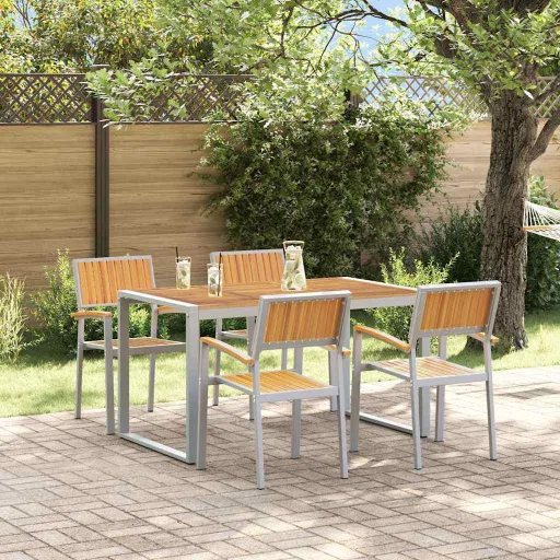 Conjunto de Jantar para Jardim   Cinzeto (5 pcs)