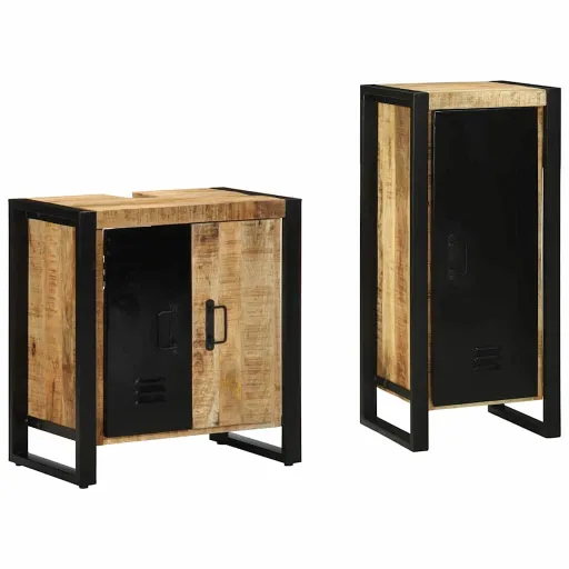Conjunto de Móveis para Banheiro   Madeira de Manga Maciça (2 pcs)