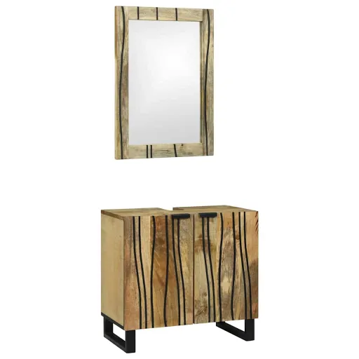 Conjunto de Móveis para Banheiro com Prateleira   Castanho (2 pcs)