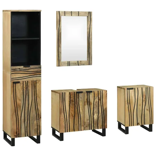 Conjunto de Móveis para Banheiro com Gaveta   Castanho (4 pcs)