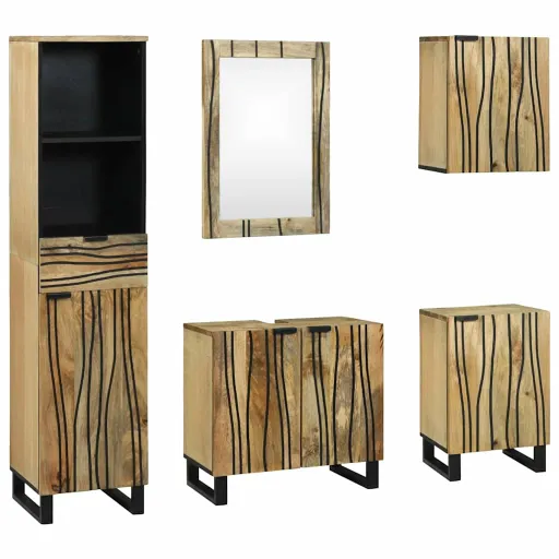 Conjunto de Móveis para Banheiro com Gaveta   Castanho (5 pcs)