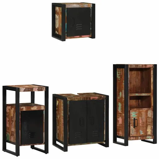 Conjunto de Móveis para Banheiro   Madeira Reforçada Sólida (4 pcs)