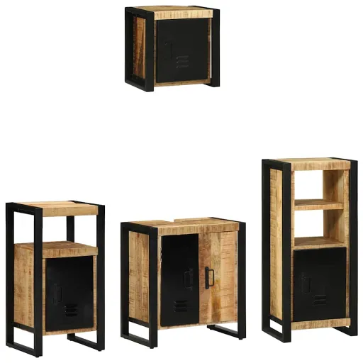 Conjunto de Móveis para Banheiro   Madeira de Manga Maciça (4 pcs)