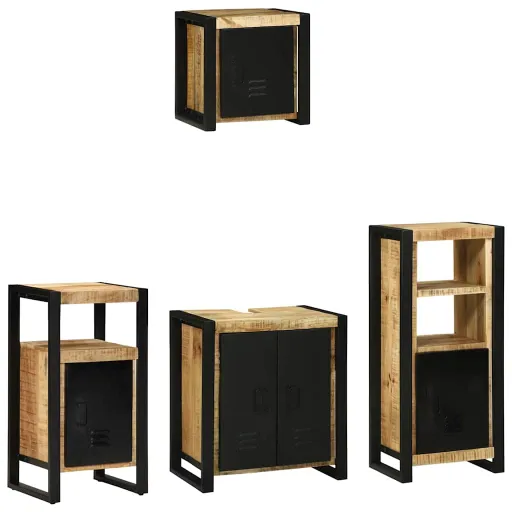 Conjunto de Móveis para Banheiro   Madeira de Manga Maciça (4 pcs)