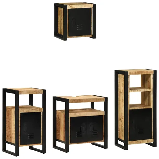 Conjunto de Móveis para Banheiro   Madeira de Manga Maciça (4 pcs)