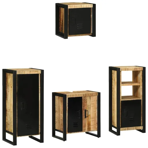 Conjunto de Móveis para Banheiro   Madeira de Manga Maciça (4 pcs)