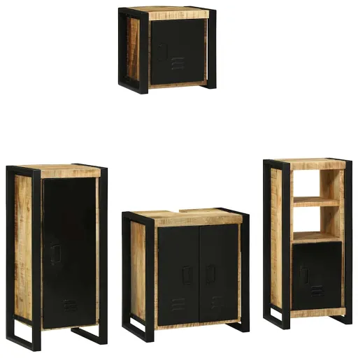 Conjunto de Móveis para Banheiro   Madeira de Manga Maciça (4 pcs)