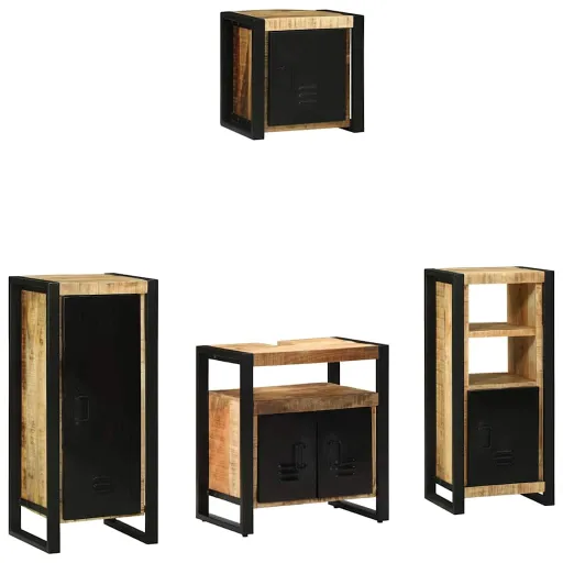 Conjunto de Móveis para Banheiro   Madeira de Manga Maciça (4 pcs)