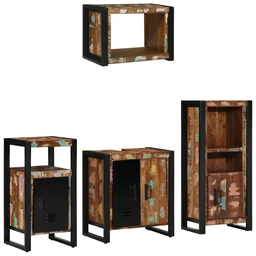 Conjunto de Móveis para Banheiro   Madeira Reforçada Sólida (4 pcs)