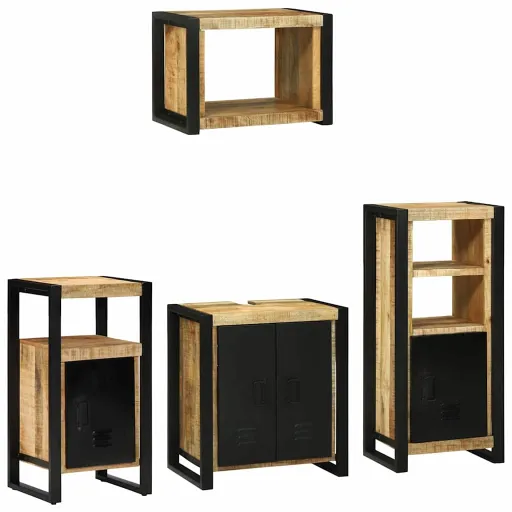 Conjunto de Móveis para Banheiro   Madeira de Manga Maciça (4 pcs)