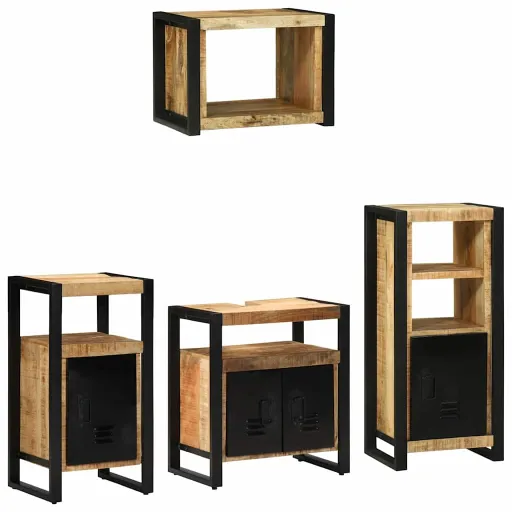 Conjunto de Móveis para Banheiro   Madeira de Manga Maciça (4 pcs)
