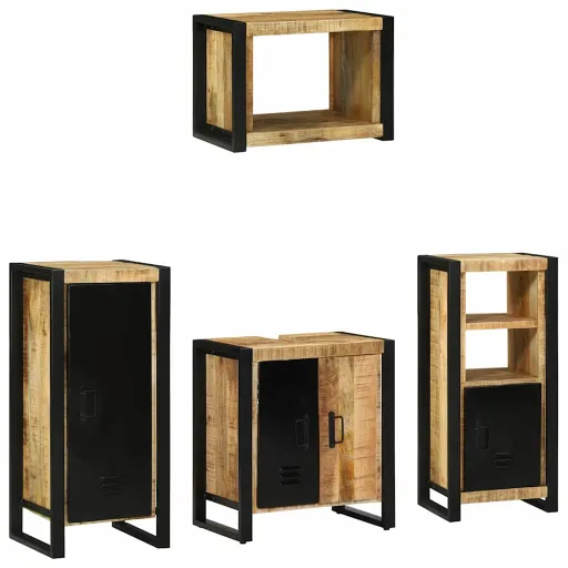 Conjunto de Móveis para Banheiro   Madeira de Manga Maciça (4 pcs)