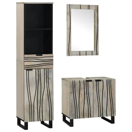 Conjunto de Móveis para Banheiro com Gaveta   Branco (3 pcs)