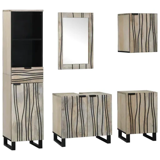 Conjunto de Móveis para Banheiro com Gaveta   Marrom Noz (5 pcs)