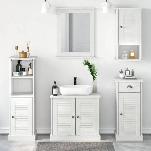 Conjunto de Móveis para Banheiro VIGO   Branco Antigo (5 pcs)
