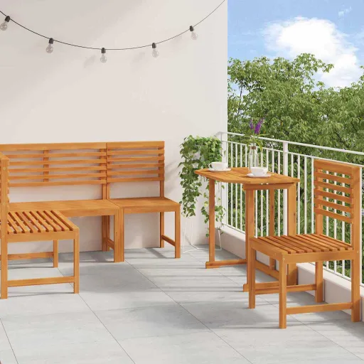 Conjunto de Bancos de Jardim   Castanho (4 pcs)