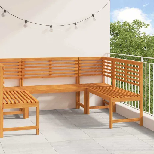 Conjunto de Bancos de Jardim   Castanho (5 pcs)