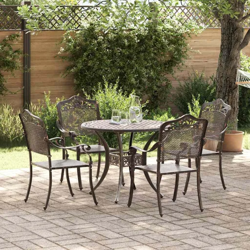 Conjunto de Jantar para Jardim   Bronze Alumínio (5 pcs)