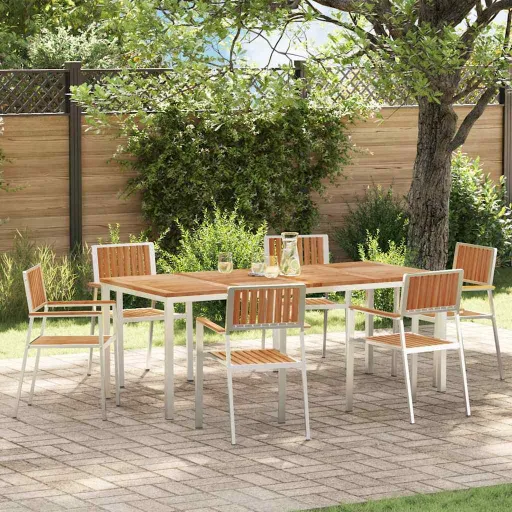 Conjunto de Jantar para Exterior   Madeira de Teca Sólida (7 pcs)