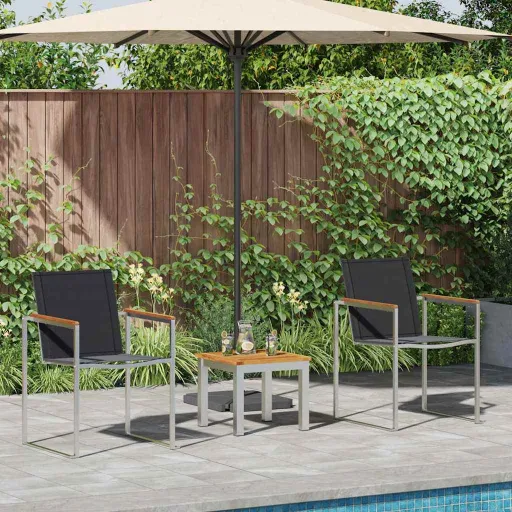 Conjunto de Jantar para Jardim   Madeira Sólida de Acácia (3 pcs)