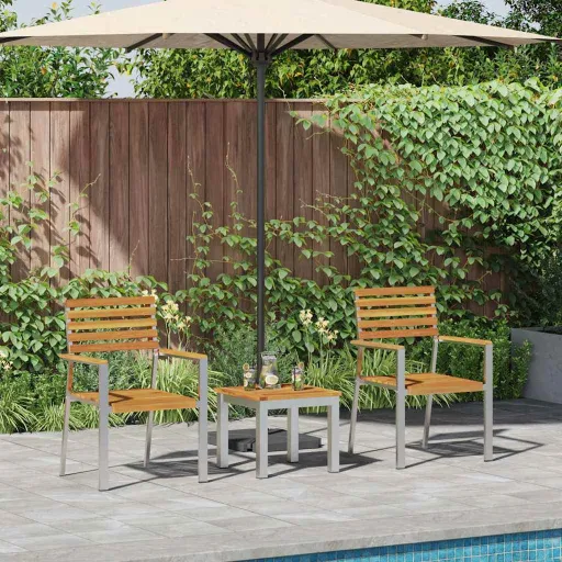 Conjunto de Jantar para Jardim   Madeira Sólida de Acácia (3 pcs)