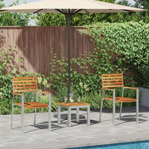 Conjunto de Jantar para Jardim   Madeira de Teca Sólida (3 pcs)