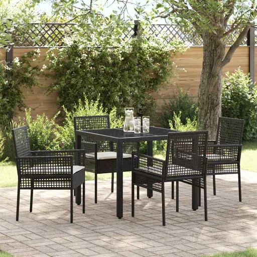 Conjunto de Jantar para Jardim   Preto Vime PE (5 pcs)