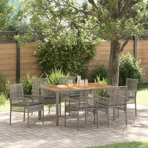 Conjunto de Jantar para Jardim   Cinzeto Rattan Sintético (7 pcs)
