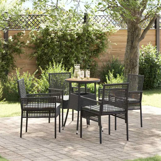 Conjunto de Jantar para Jardim   Preto Vime PE (5 pcs)
