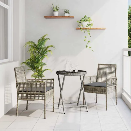 Conjunto Bistro de Jardim   Cinzeto Vime PE (3 pcs)