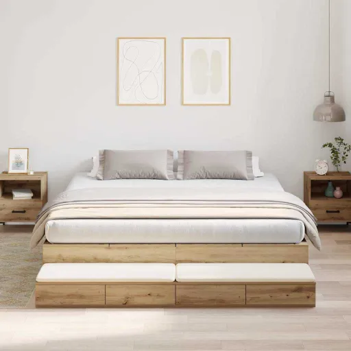 Estrado de Cama com Arrumação Carvalho Artesanal 200 cm