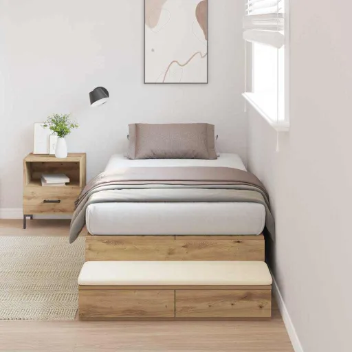 Estrado de Cama com Arrumação Carvalho Artesanal 75 cm