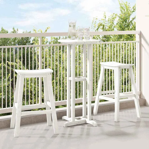 Conjunto de Bar do Jardim   Branco HDPE (3 pcs)