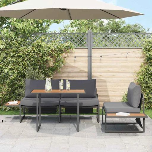 Conjunto de Jantar para Jardim   Antracite Aço (3 pcs)