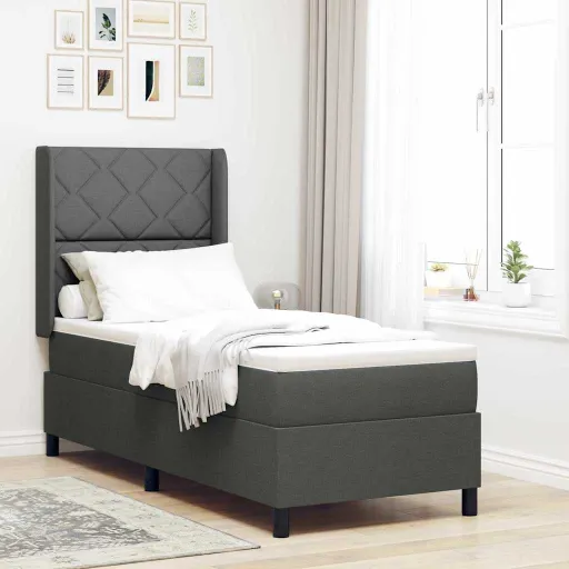 Cama Box com Colchão Cinzento Escuro 90 x 190 cm Tecido