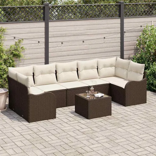 Conjunto de Sofá de Jardim Castanho 55 x 55 x 37 cm Vime PE