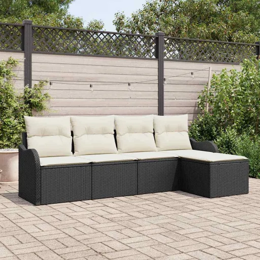 Conjunto de Sofá de Jardim Preto Vime PE