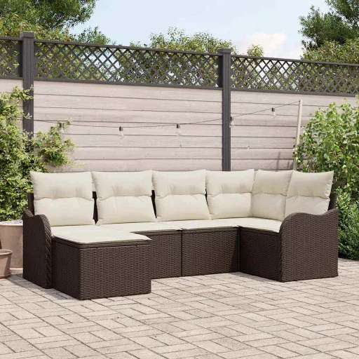 Conjunto de Sofá de Jardim   Castanho Rattan Sintético (6 pcs)