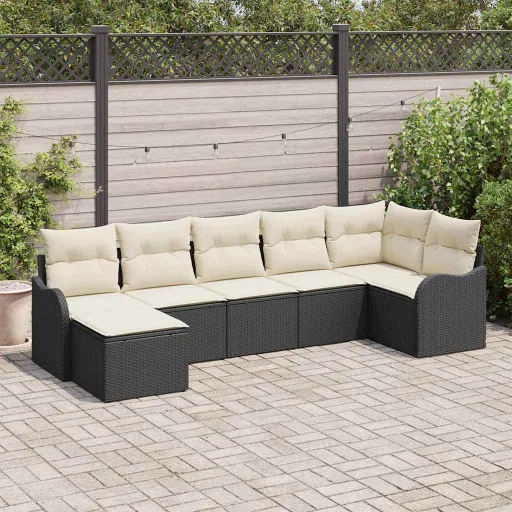 Conjunto de Sofá de Jardim Preto Vime PE