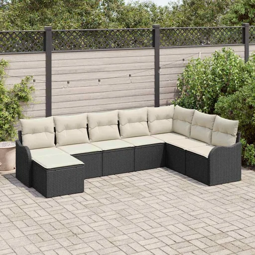 Conjunto de Sofá de Jardim Preto Vime PE