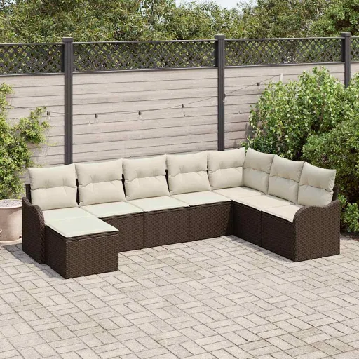 Conjunto de Sofá de Jardim   Castanho Rattan Sintético (8 pcs)