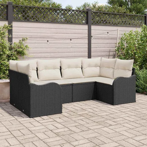 Conjunto de Sofá de Jardim   Preto Rattan Sintético (6 pcs)