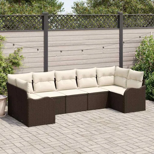 Conjunto de Sofá de Jardim Castanho Vime PE