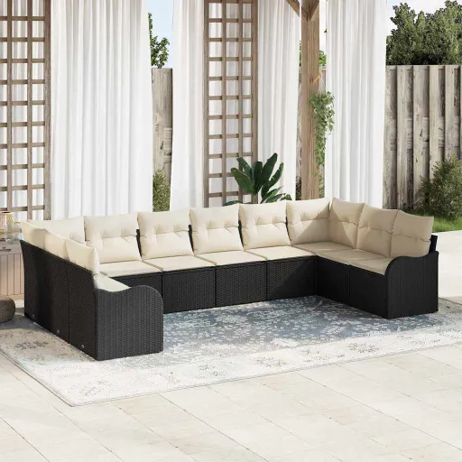 Conjunto de Sofá de Jardim Preto Vime PE